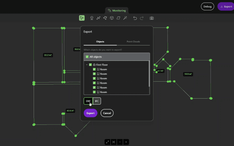 Export your floor plan - Pointorama: Floor plans from pointclouds